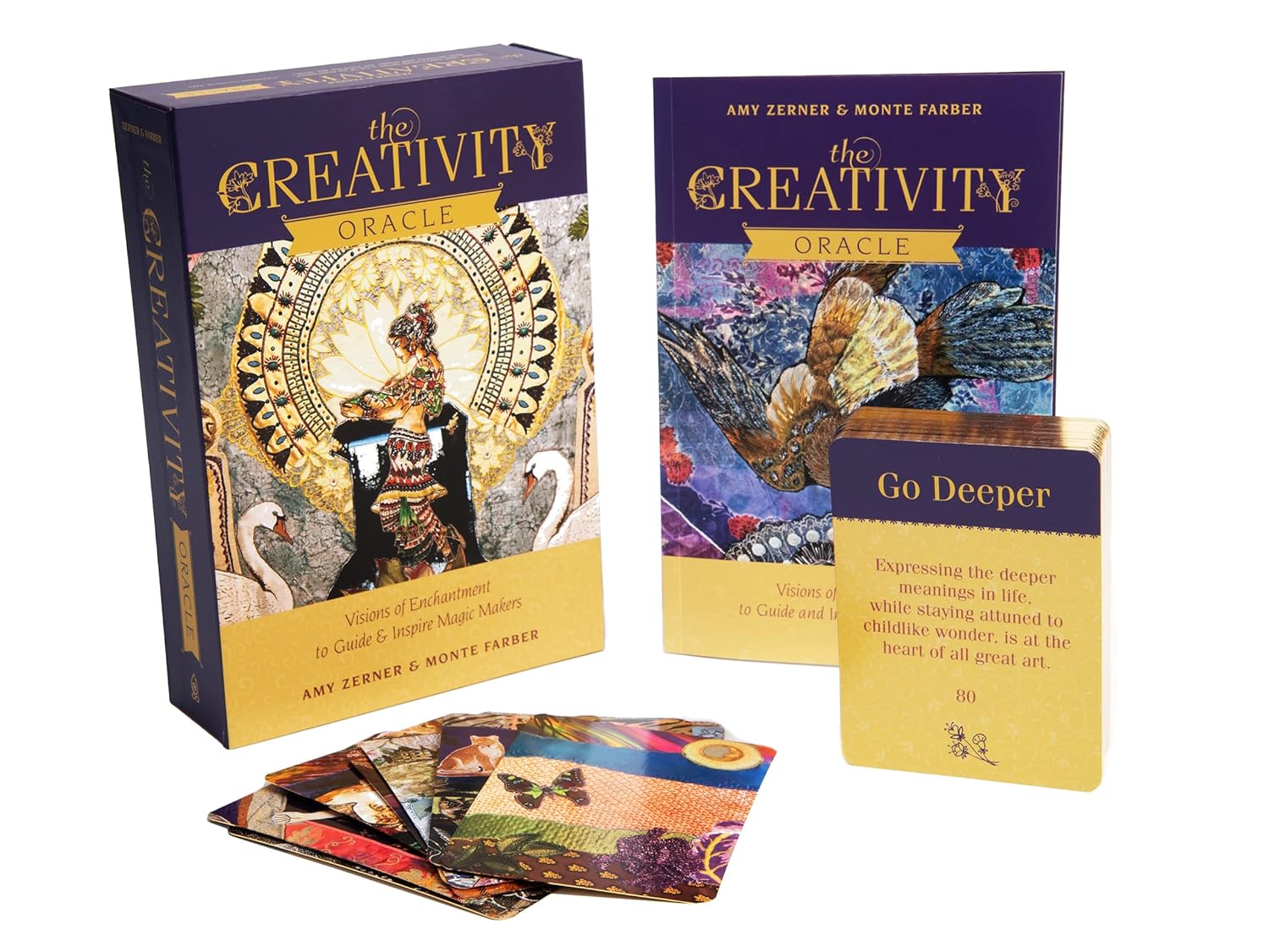 Creativity Oracle card set with packaging and cards displayed on a white background