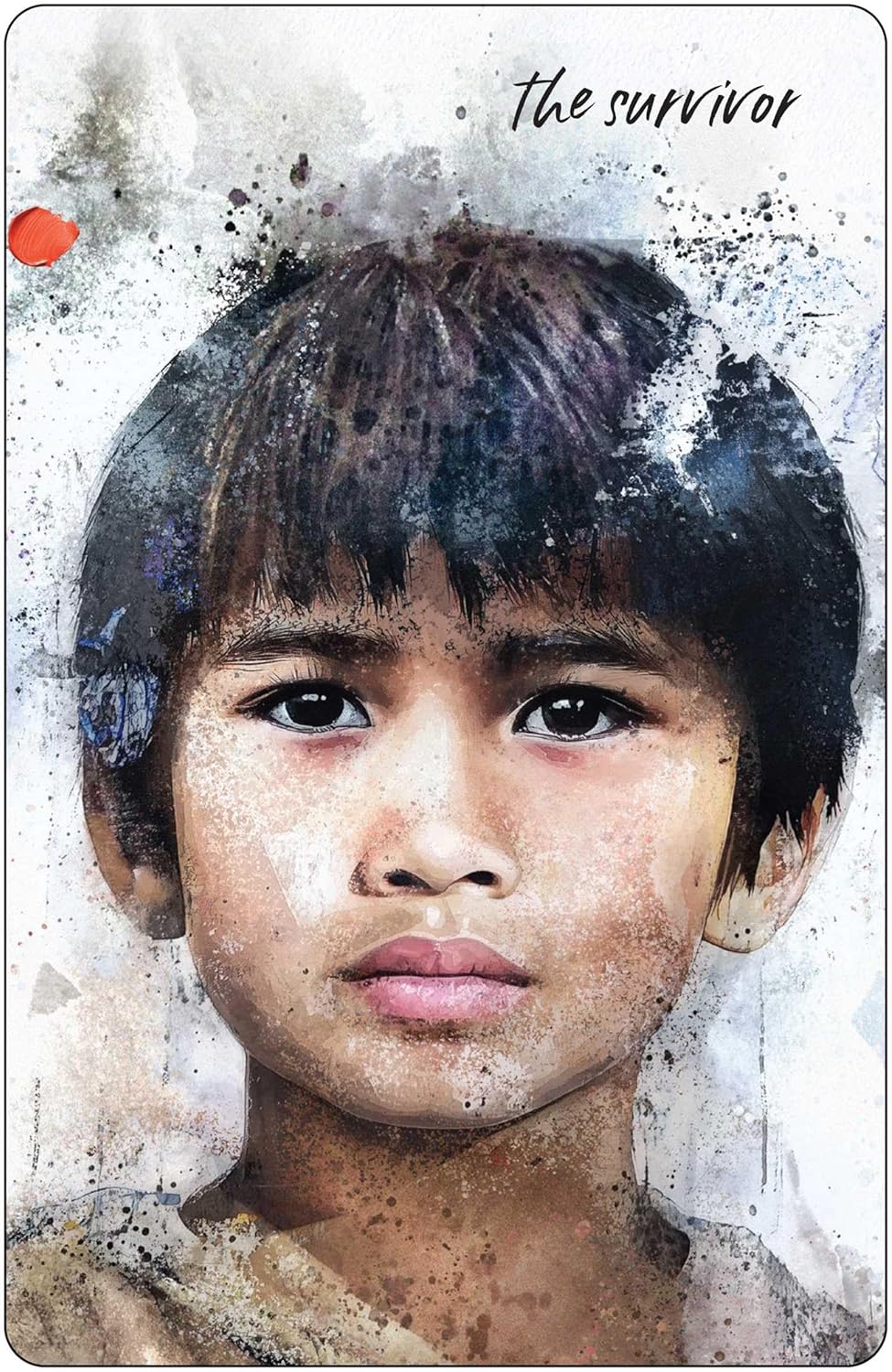 Artistic depiction of a young person with text 'The Survivor' on a textured background