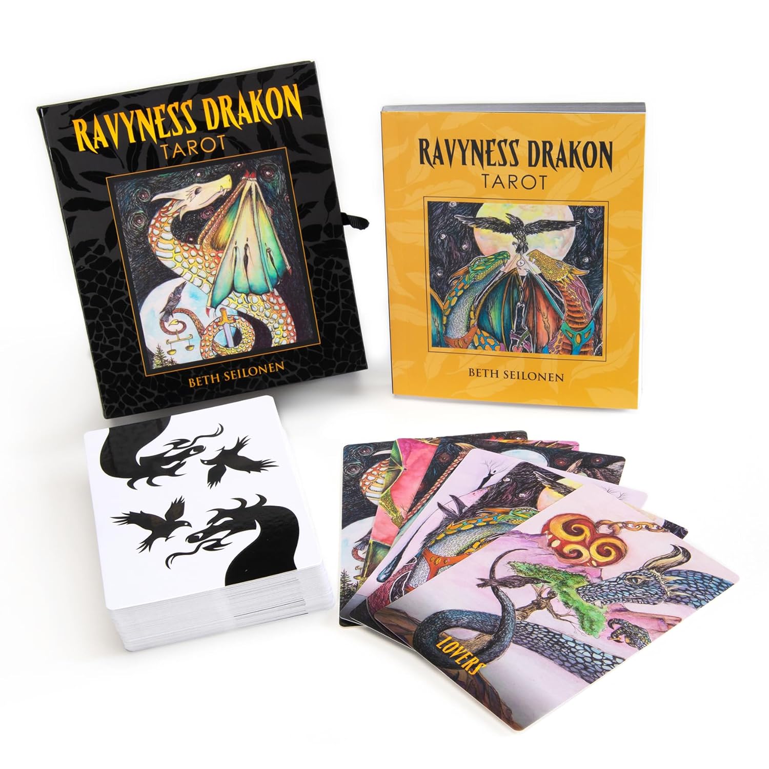 Ravyness Drakon Tarot cards with packaging on a white background