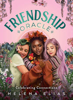 Book cover of 'Friendship Oracle' with three women hugging in a floral setting.
