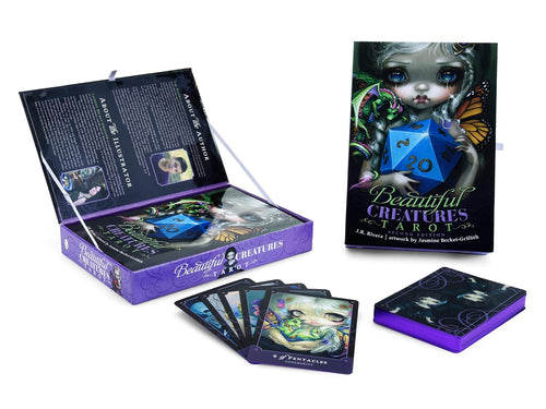 Beautiful Creatures Tarot card set with tarot cards, box, and booklet on a white background