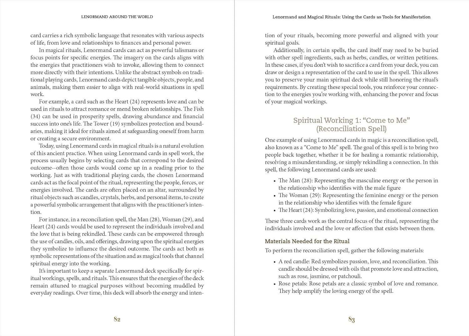 Two pages from a book or manual on Llewellyn's Law of Attraction, discussing energy cards and their use.