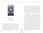 Page from a book or magazine featuring an Ace of Pentacles card from a tarot deck, with text and decorative elements.