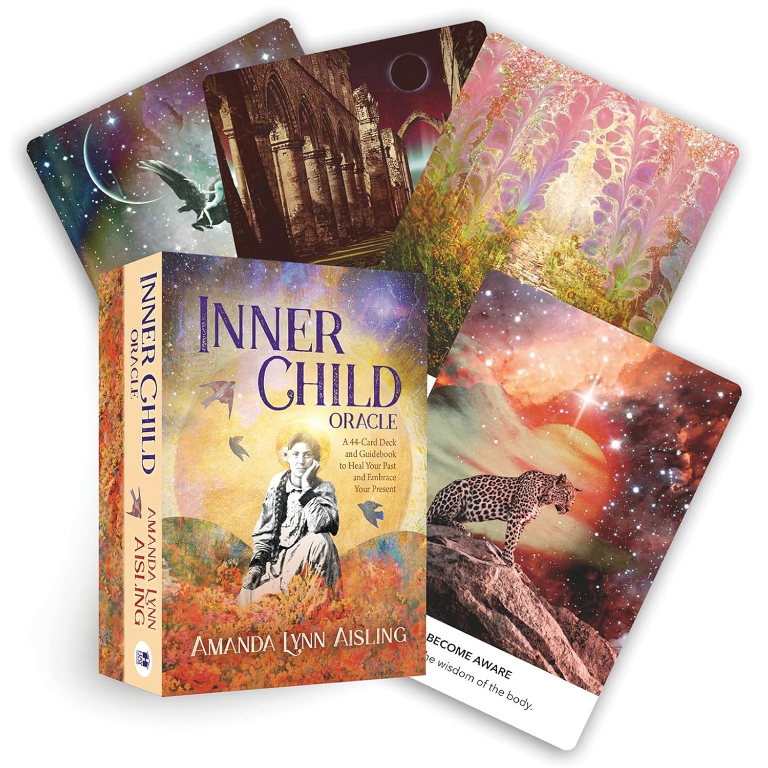 Inner Child Oracle card set with colorful cards and packaging on a white background