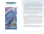 Card from a tarot deck with a ship and rainbow, accompanied by text.