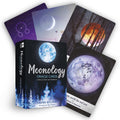 Moonology Oracle Cards by Yasmin Boland with cover and cards displayed on a white background