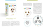 Card game packaging with Oracle branding and illustrations on a white background