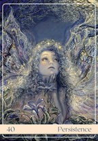 Fairy-like figure with long hair and a bow, surrounded by nature elements, with 'Persistence' text at the bottom.