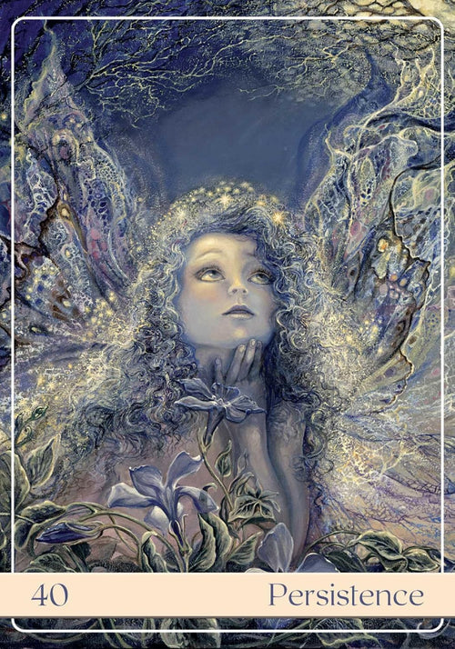 Fairy-like figure with long hair and a bow, surrounded by nature elements, with 'Persistence' text at the bottom.