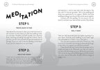 Meditation guide with text and a silhouette of a person on a white background