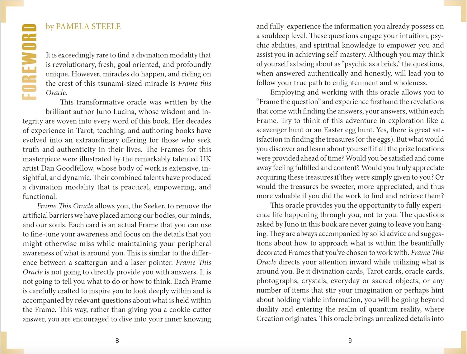 Book page with text and a yellow border