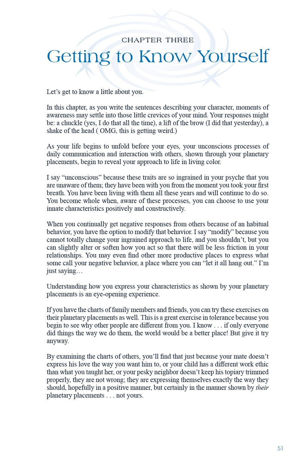 Book page from 'Getting to Know Yourself' chapter with text and a logo.