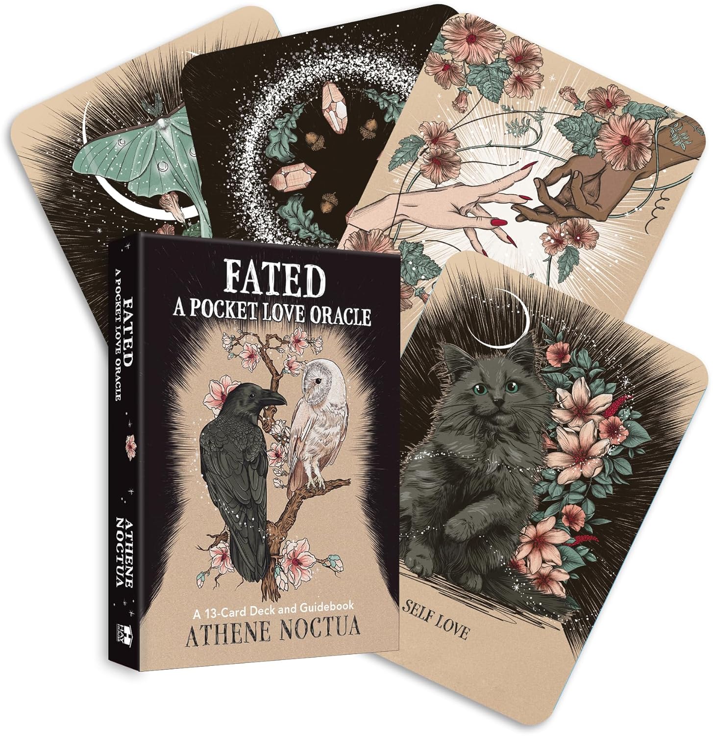 Fated: A Pocket Love Oracle cards by Athene Noctua with a book and cards displayed.
