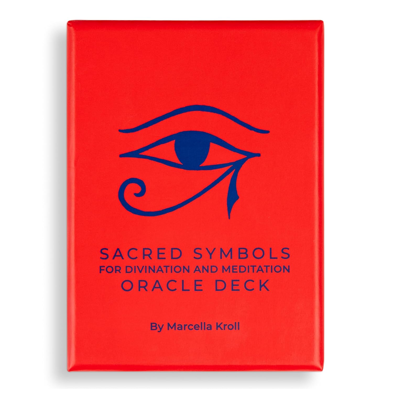 Red Oracle Deck packaging with blue eye symbol and text on a white background