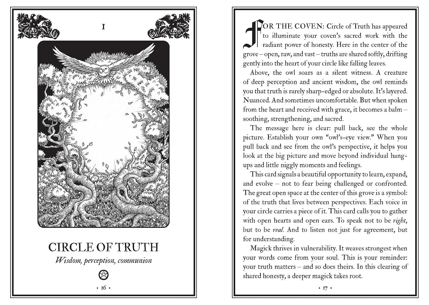 Magical card titled 'Circle of Truth' with intricate design and text on a white background