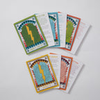 Set of colorful tarot cards on a white background