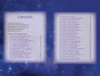 Table of contents page with a starry night sky background