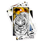 Card featuring a tiger illustration with the word 'Tiger' on a white background