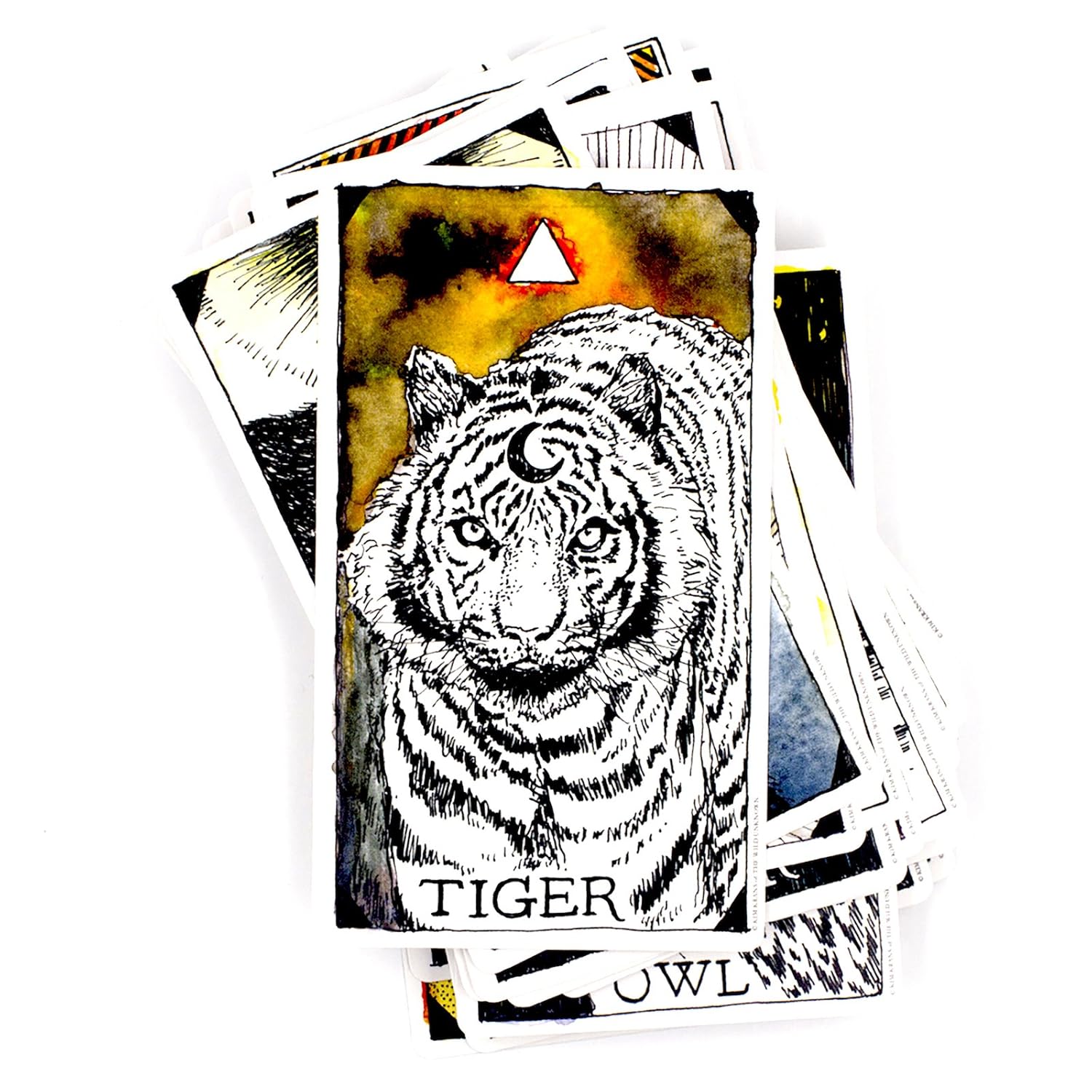 Card featuring a tiger illustration with the word 'Tiger' on a white background