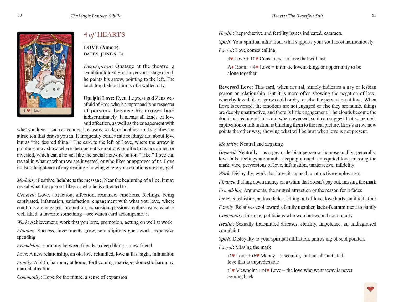 Page from a book or magazine with text and an illustration of a card featuring a person and a heart.