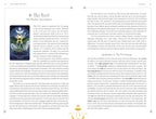Page from a book or magazine with text and an illustration of a character holding a sword.