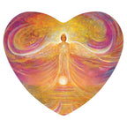 Colorful heart-shaped artwork with a central figure and swirling patterns
