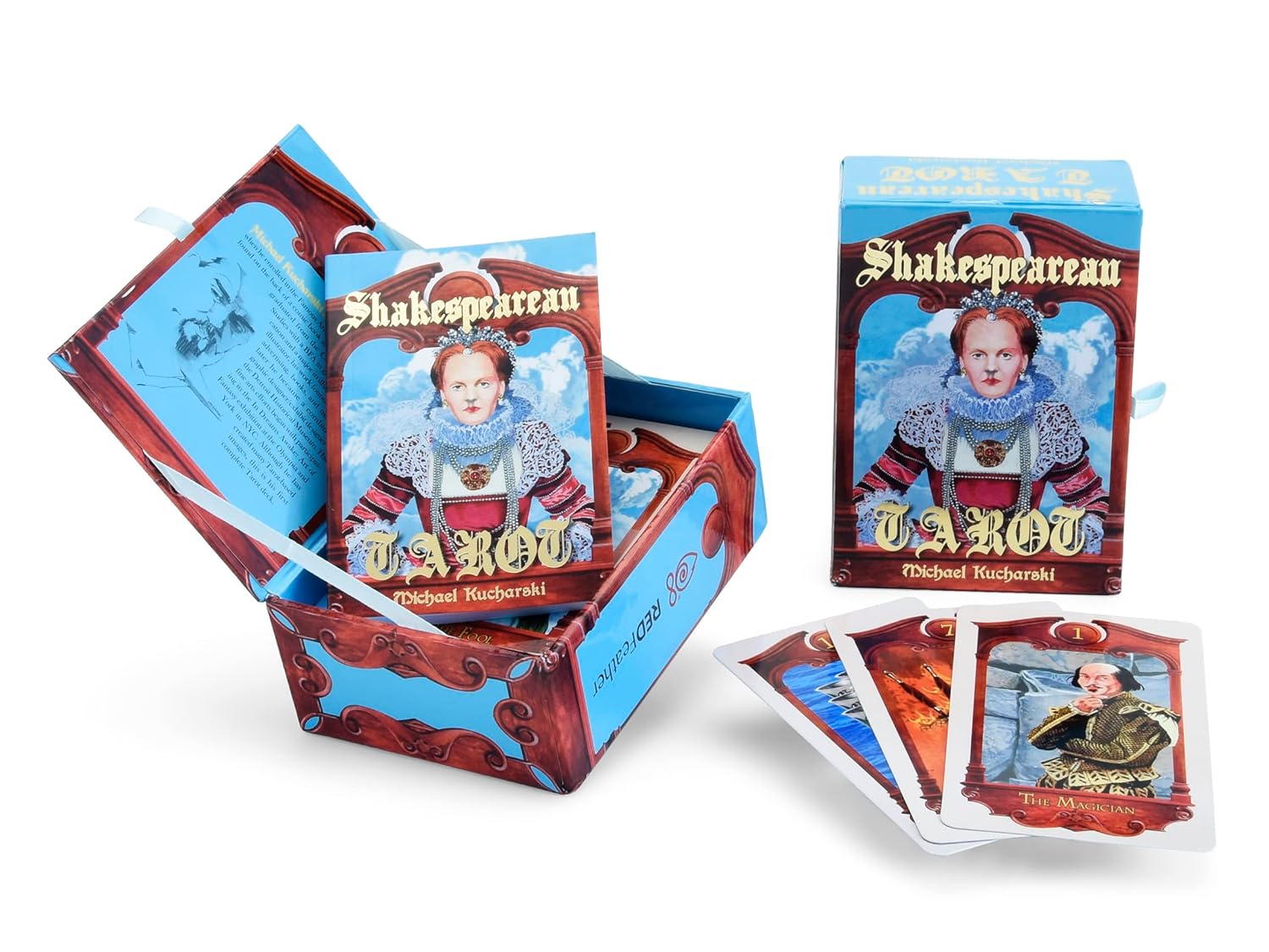 Shakespearean Tarot cards with packaging on a white background