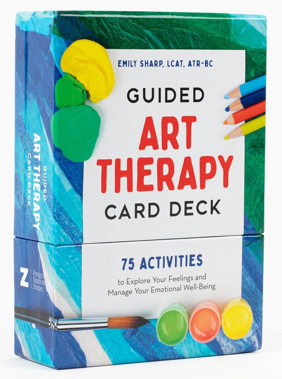 Guided Art Therapy Card Deck packaging with colorful design and text.