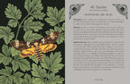 A printed page titled '43. Parsley (Perennial crimpse)' with a paragraph of text on the right and an illustrated spread of parsley leaves and parsley roots on the left, set against a dark background.
