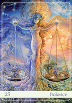 Artistic depiction of a balance scale with celestial and nature elements, labeled 'Balance'.
