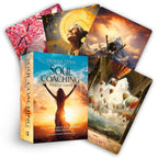 Soul Coaching Oracle Cards with colorful card designs and a book titled 'Soul Coaching' by Denise Linn.