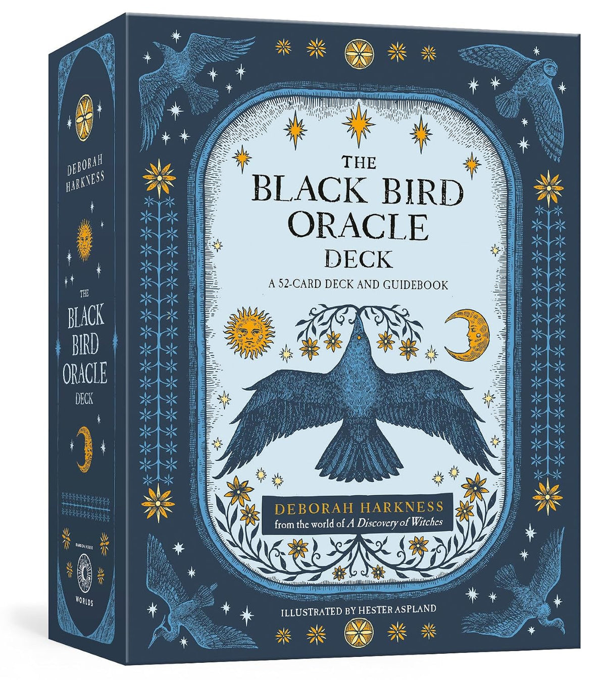 Box of 'The Black Bird Oracle Deck' with decorative design and text.
