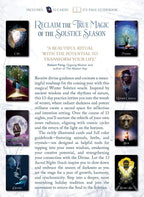 Product cover and preview of 'Reclaim the True Magic of the Solstice Season' by Robert Peng, showing the front cover with title, description, and included contents, alongside sample card and guidebook covers.