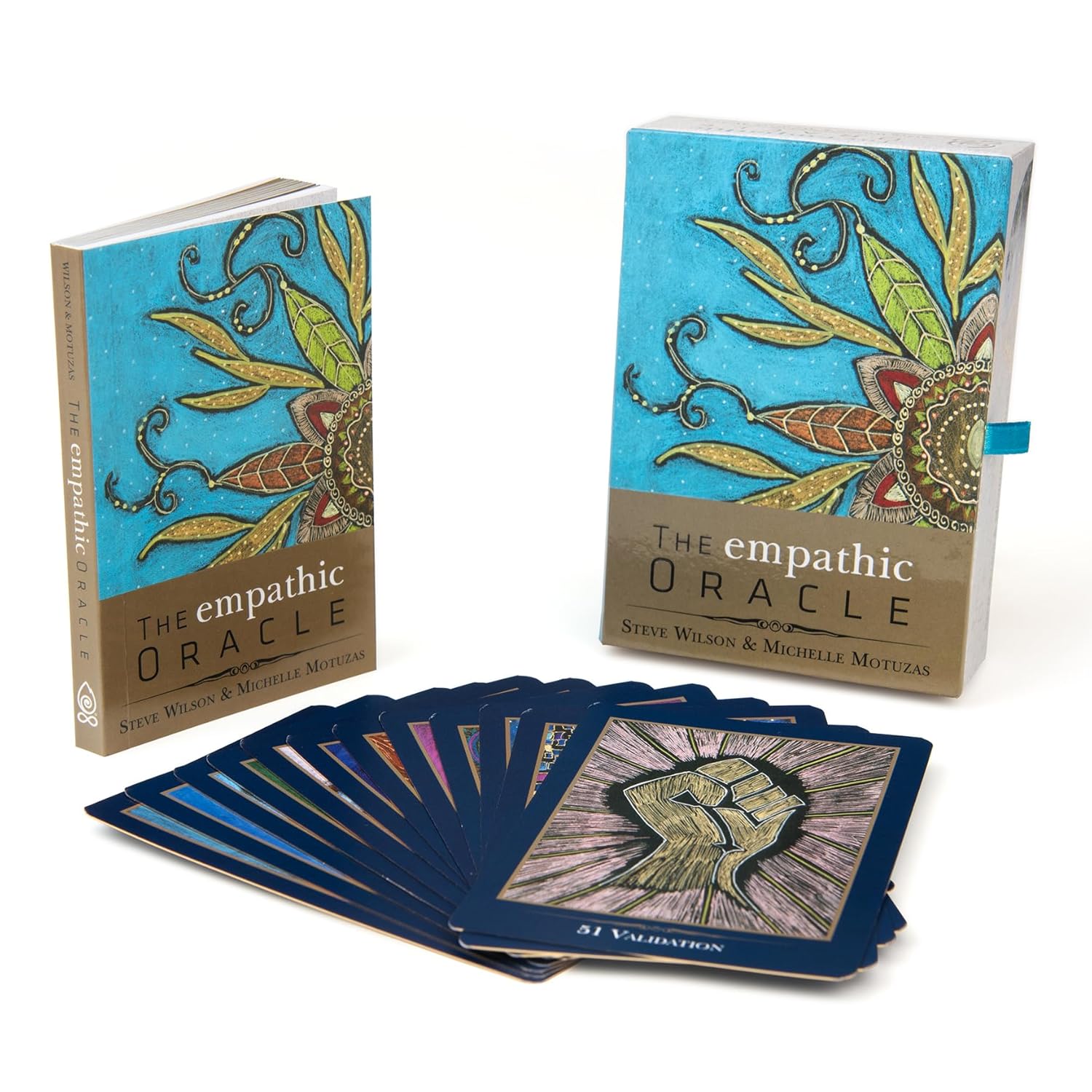 The empathic Oracle cards with two books on a white background