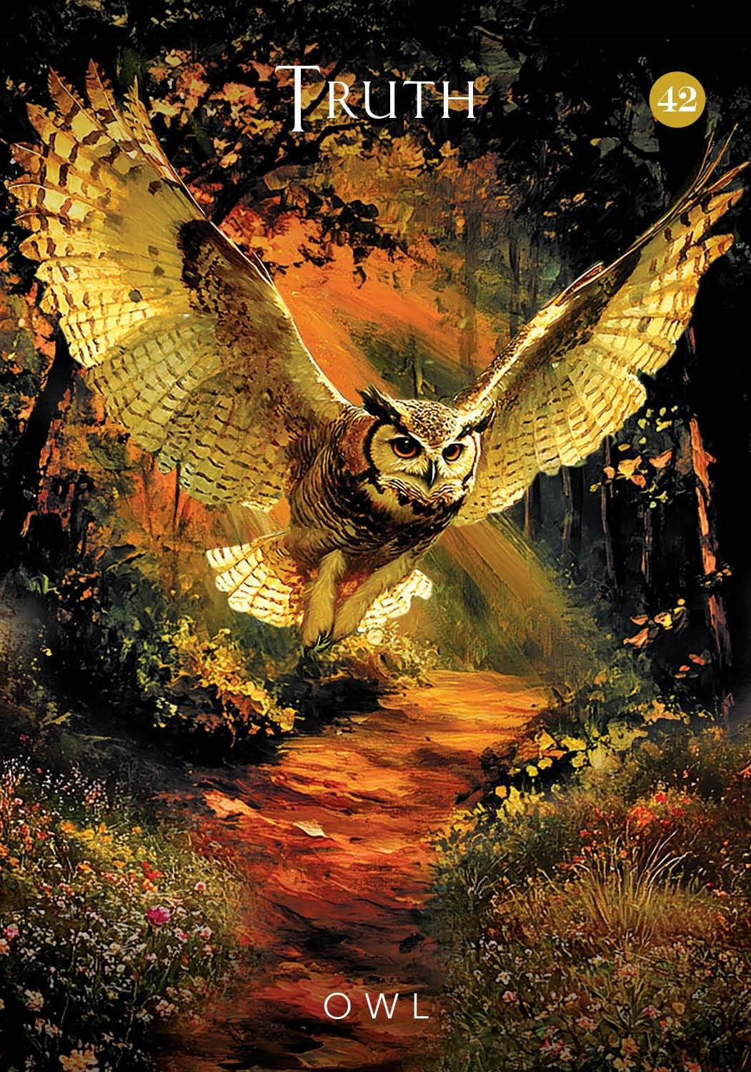 Owl flying over a path with 'Truth' and 'Owl' text above