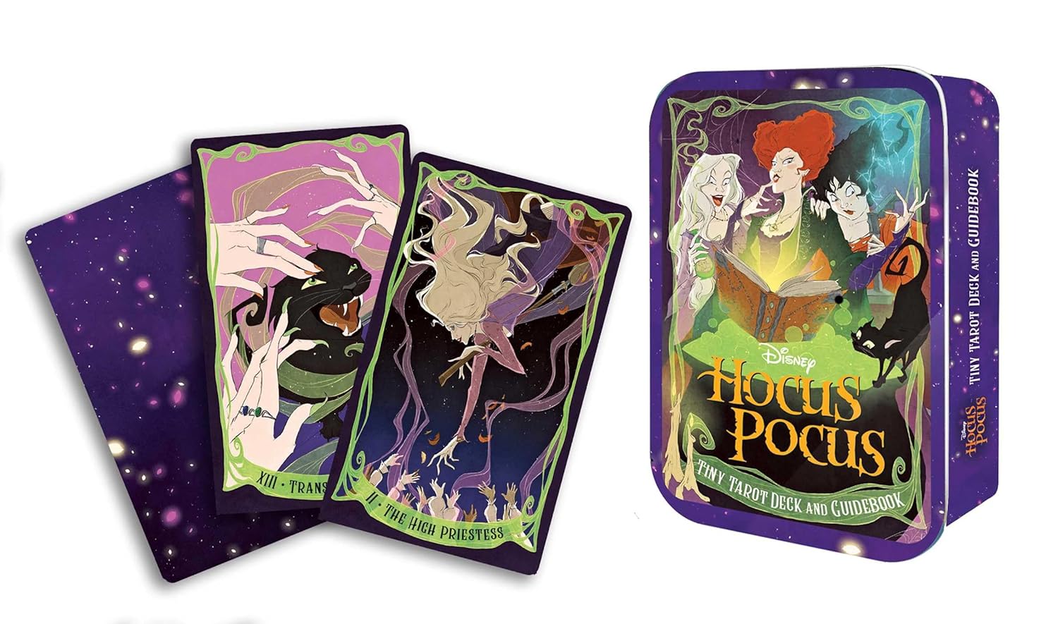 Hocus Pocus playing cards with a purple box featuring the Sanderson sisters.