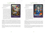 Two tarot card illustrations with descriptions and keywords on a white background.