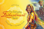 Book cover of 'The Everyday Enchantment Tarot' with a woman, butterfly, and cityscape illustration.