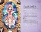 Card with an illustration of a character in a decorative frame, featuring text about 'The Universe' card.