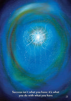 Cosmic spiral with a quote about success on a blue background
