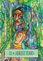 Colorful illustration of a woman in a forest with '11 Forest Tears' text at the bottom.