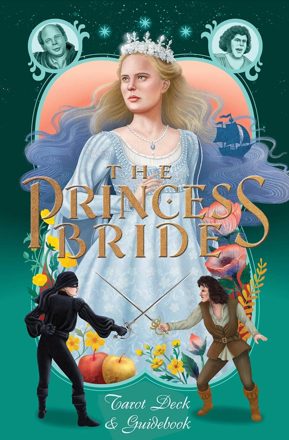 Cover of 'The Princess Bride' tarot deck and guidebook with characters and decorative elements.
