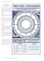 Astrological chart for power clusters and house exploration with a key at the bottom.
