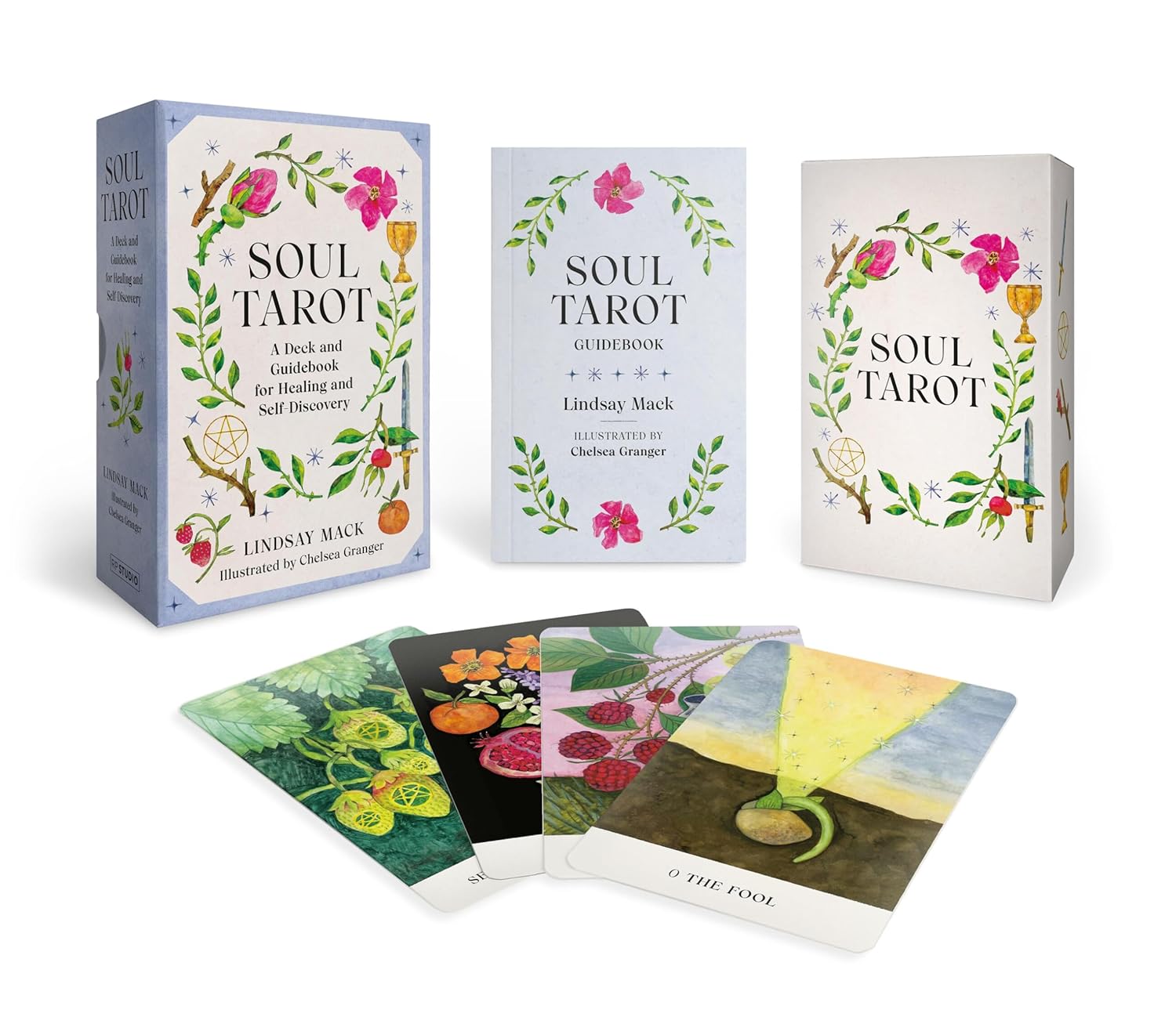 Soul Tarot card set with packaging and cards displayed on a white background
