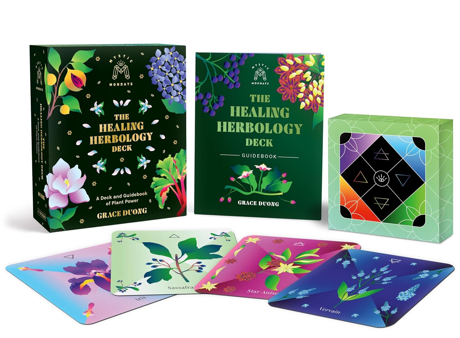 The Healing Herbolgy Deck with cards and guidebook on a white background