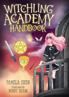 Book cover of 'Witchling Academy Handbook' with a character, symbols, and title.