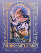 Cover of 'The Enchanted Tarot' with a decorative design featuring a moon and castle.