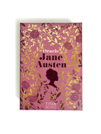 Book cover of 'Oracle Jane Austen' by Titan Books with floral design and silhouette on pink background