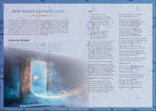 A square printed card or booklet page titled 'New Year's Gateway Jump' with columns of text, a small illustration of a person jumping into water, and decorative icy blue and white borders.