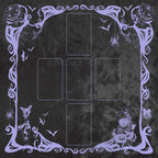 Decorative Halloween-themed border with purple accents on a black background